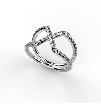 Bague cross ring large or gris